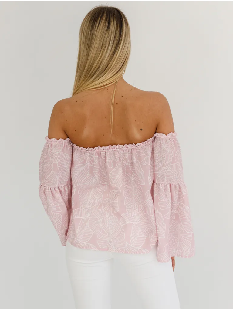 Dámska španielska blúzka s potlačou listov.