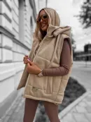 Knitted vest with a hood and zipper