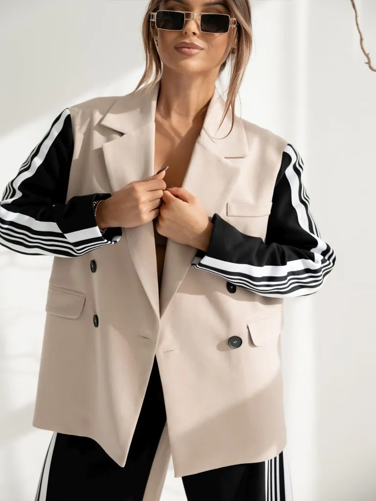 Monaco set with stripe - beige