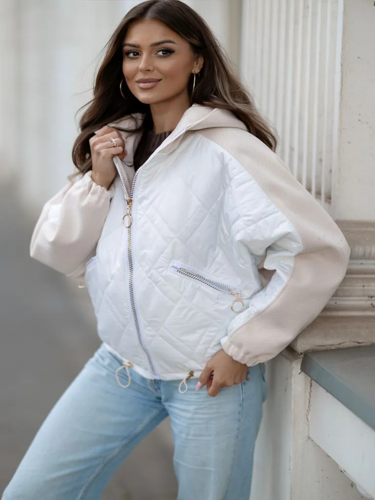 Mila jacket - beige with white