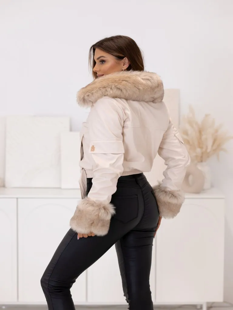 Kožená bunda Aspen s kožušinou - Béžová