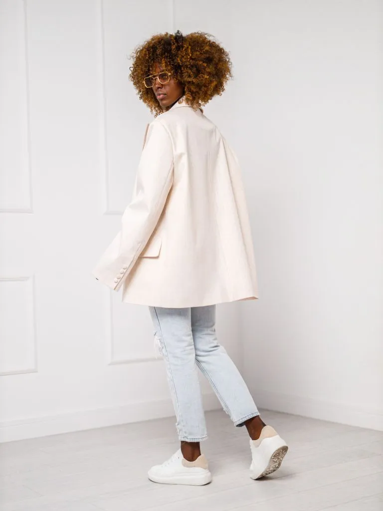 Selene Streifenjacke - Oversize - Beige