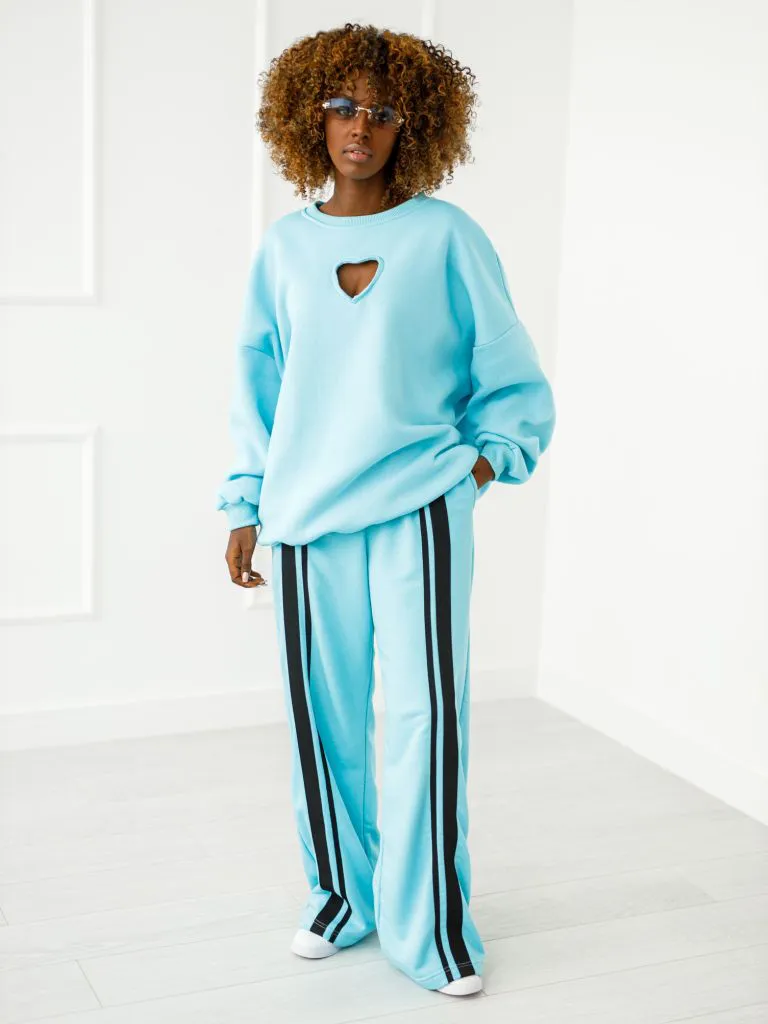 Herz-Sweatshirt mit ausgeschnittenem Herz - blau