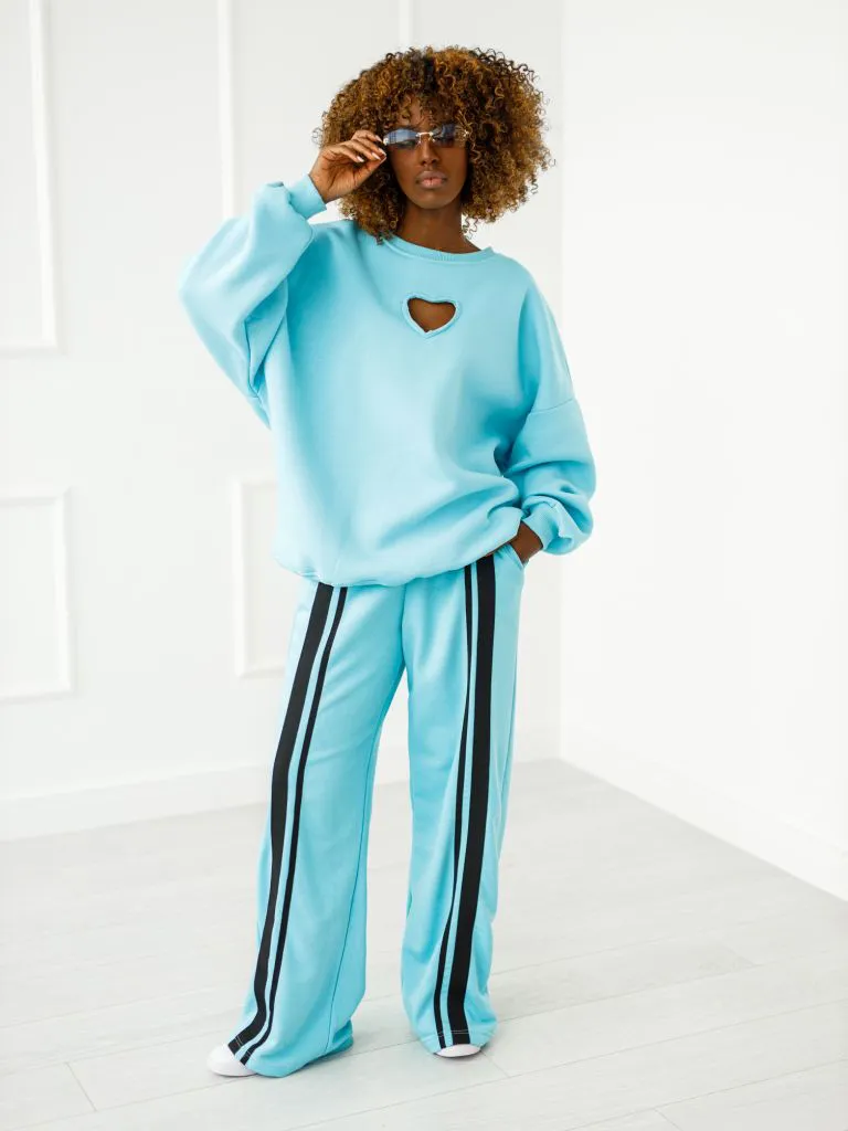Herz-Sweatshirt mit ausgeschnittenem Herz - blau