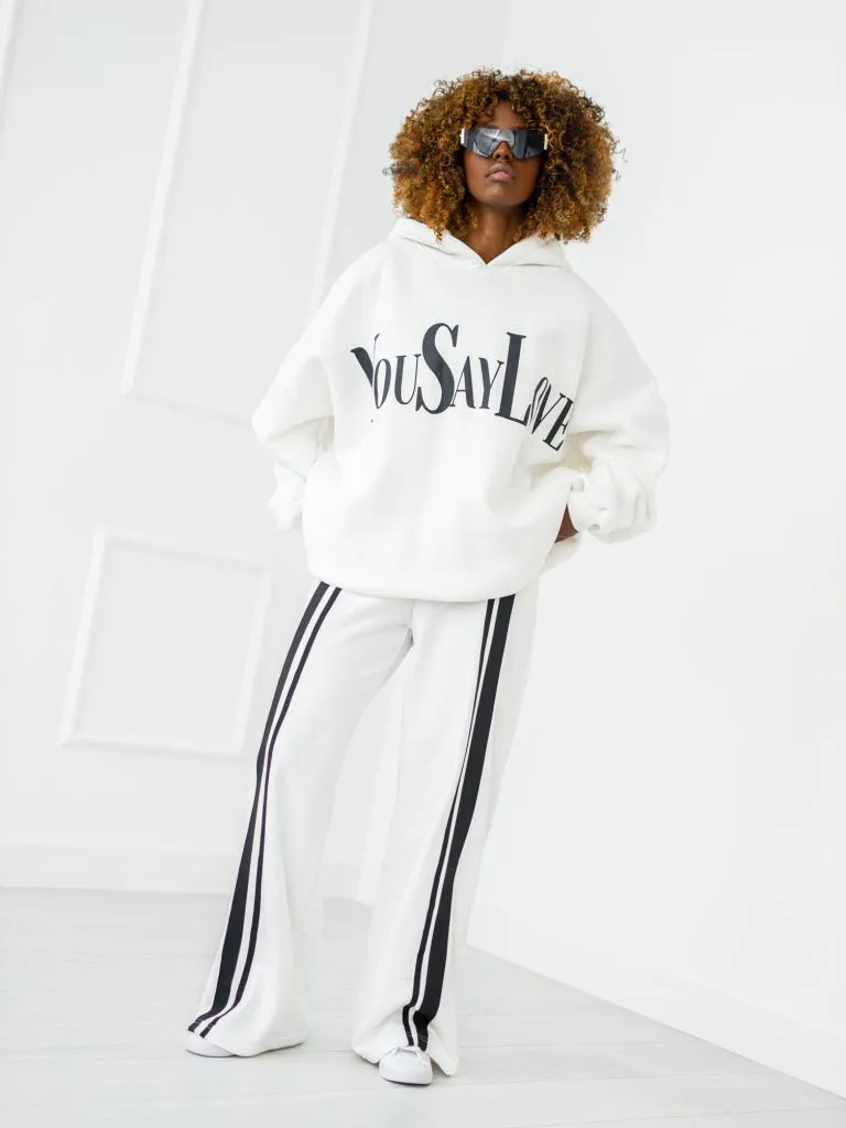 „You Say Love“ megztinis – baltas
