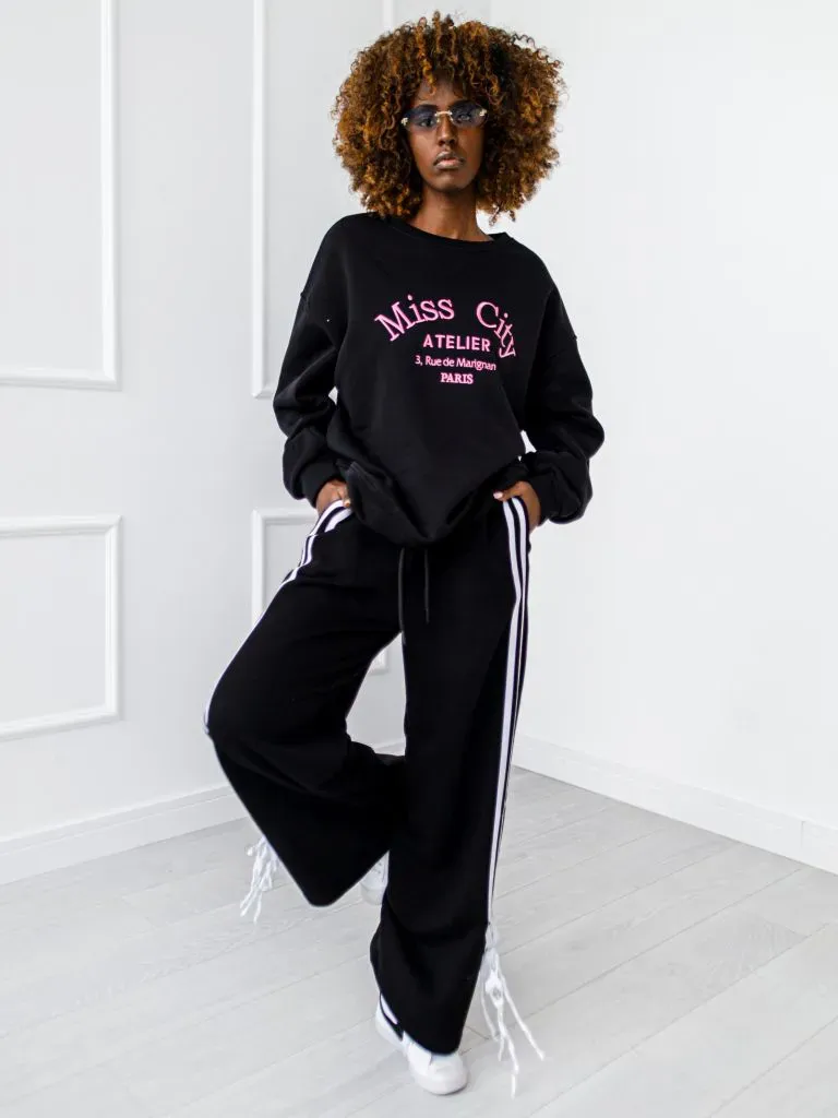 Großhandel - Paris Damen Sweatshirt - Schwarz