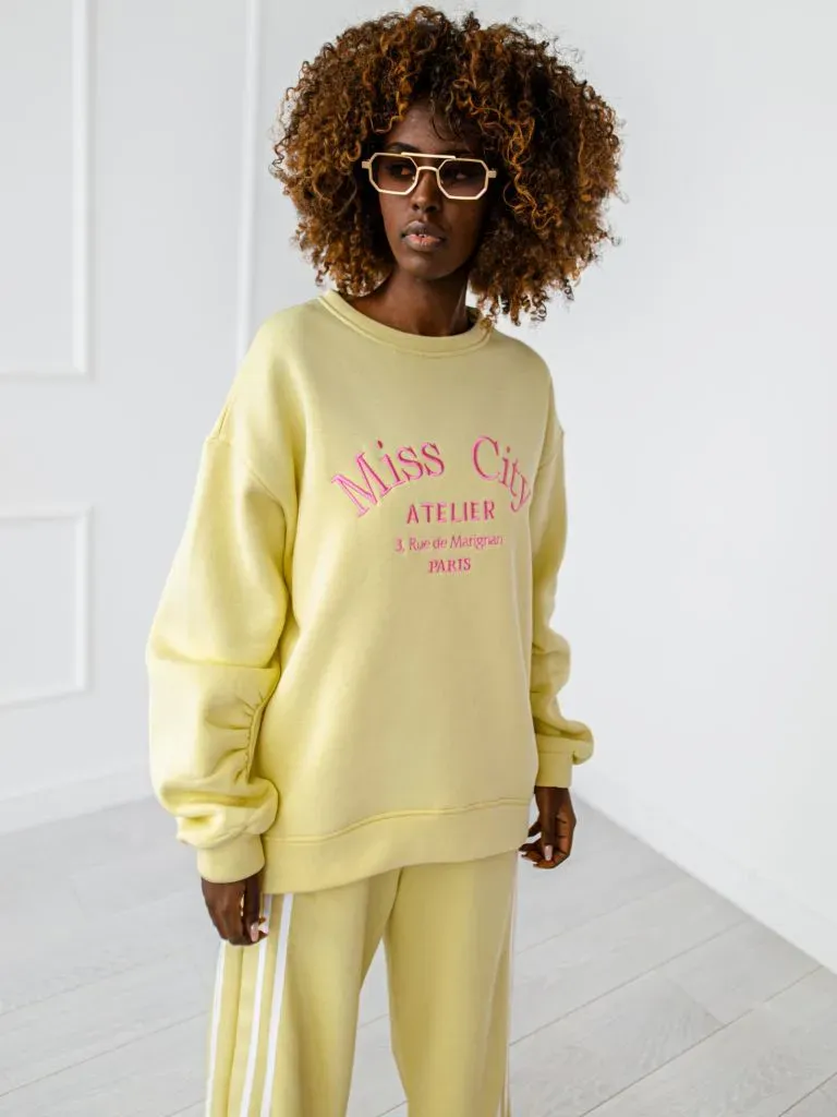 Großhandel - Paris Damen Sweatshirt - Gelb