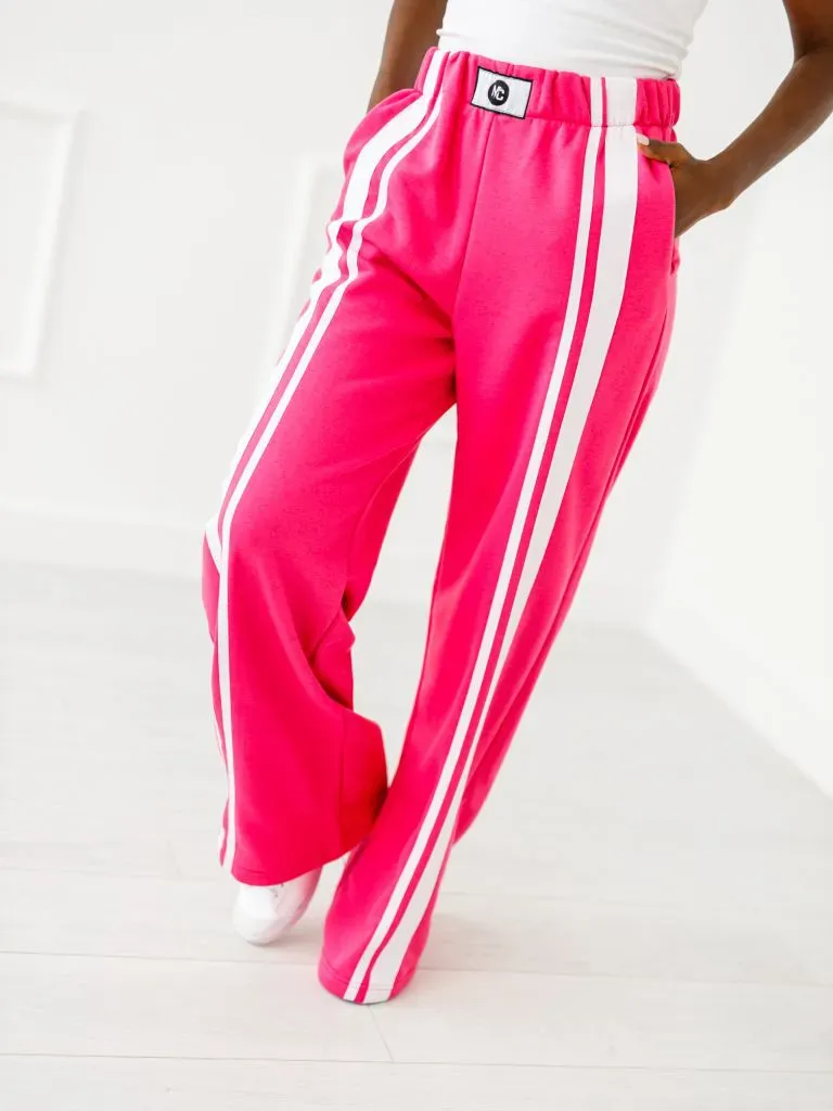 Großhandel - Jogginghose mit Streifen - Fuchsia