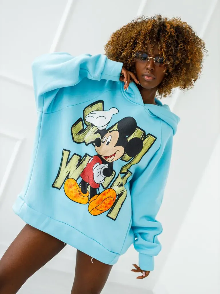 Großhandel - Damen Hoodie - Micky - Hellblau