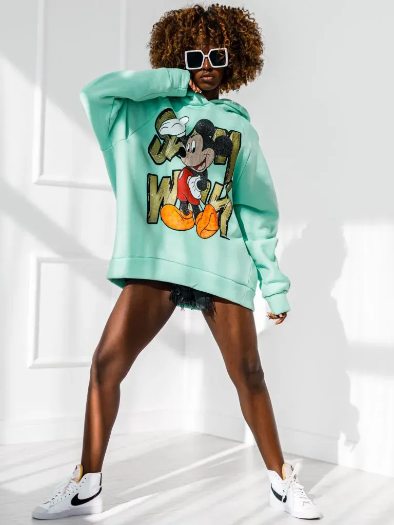 Großhandel - Damen Hoodie - Micky - Minze