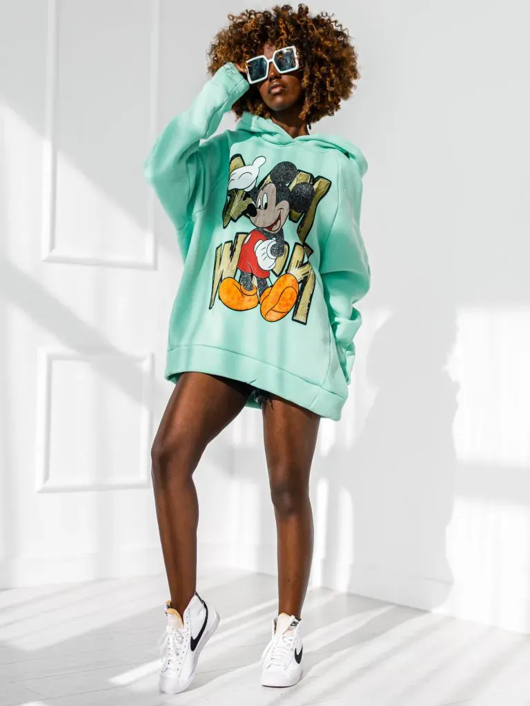 Großhandel - Damen Hoodie - Micky - Minze