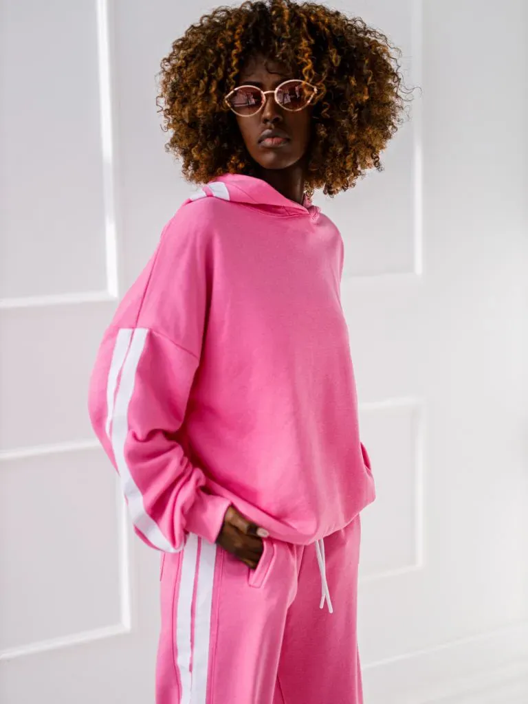 Sportinis kostiumas su gobtuvu - „Lampas“ - rožinis