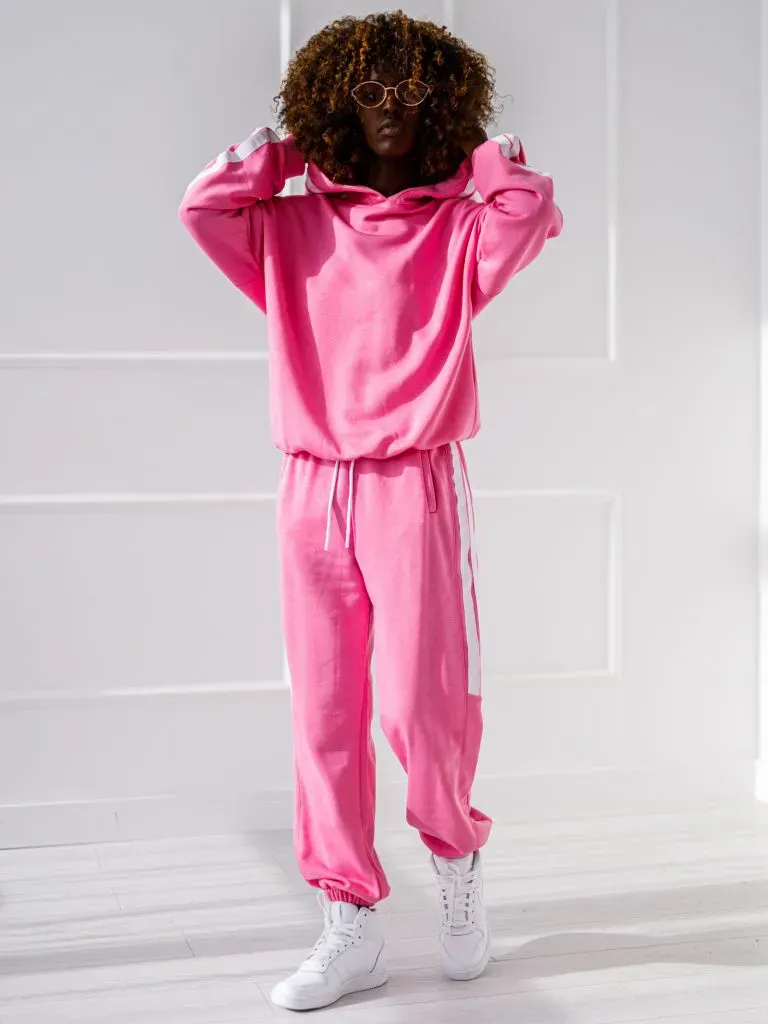 Sportinis kostiumas su gobtuvu - „Lampas“ - rožinis