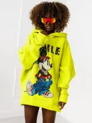 Bluza z kapturem - Micky z cyrkoniami - Limonka
