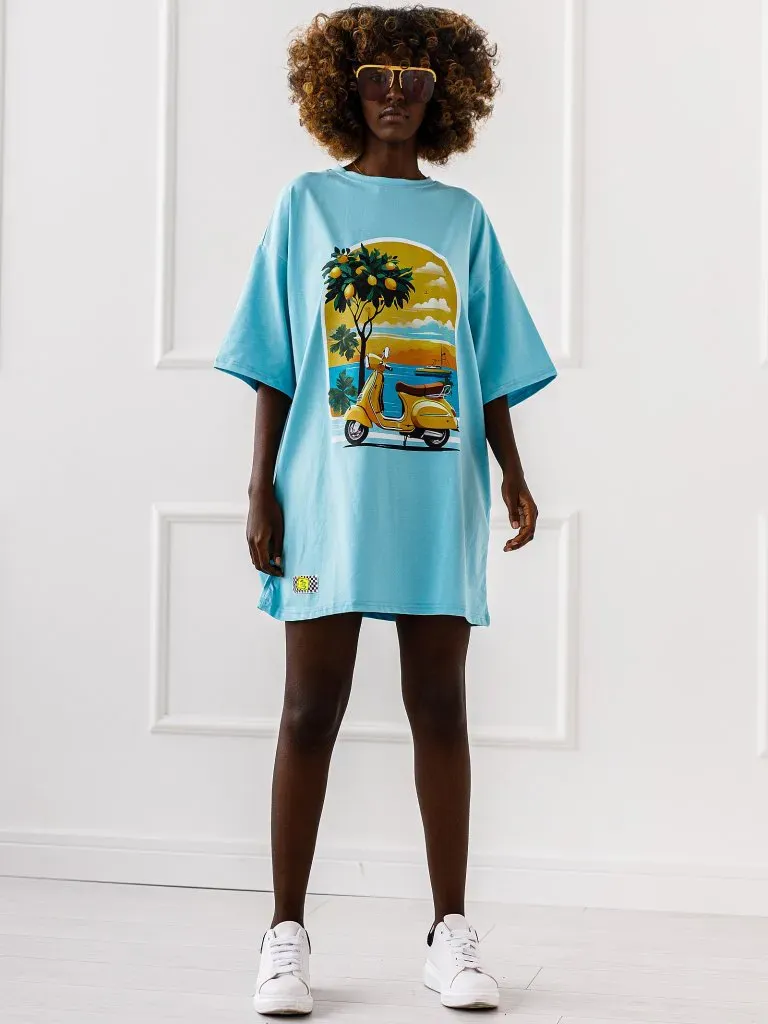 T-shirt Vespa - Błękitny