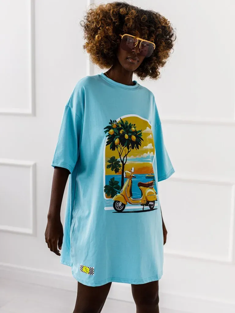 T-shirt Vespa - Błękitny