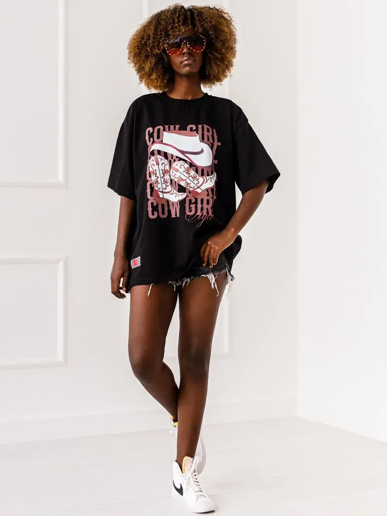 T-shirt “Cowgirl Vibes" - Czarny
