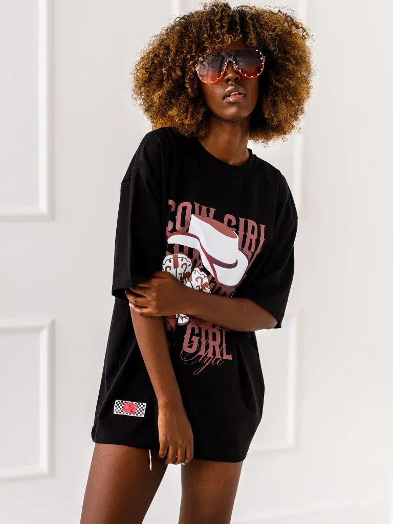 T-shirt “Cowgirl Vibes" - Czarny