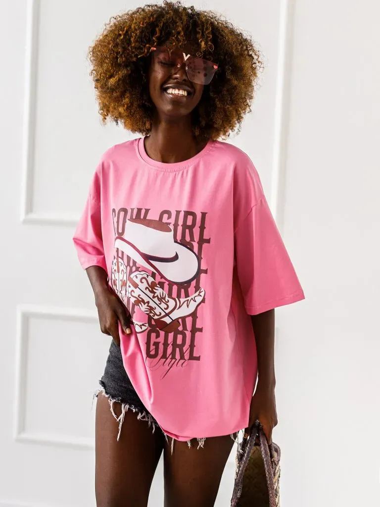 T-shirt “Cowgirl Vibes" - Różowy