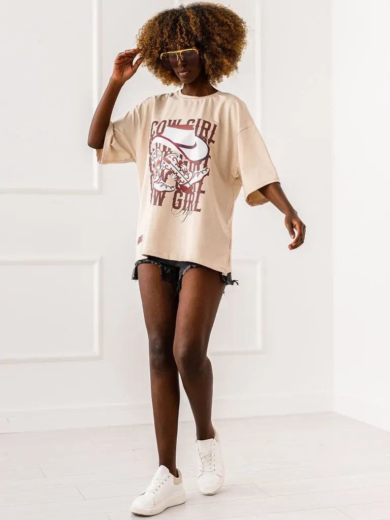 T-shirt “Cowgirl Vibes" - Beżowy