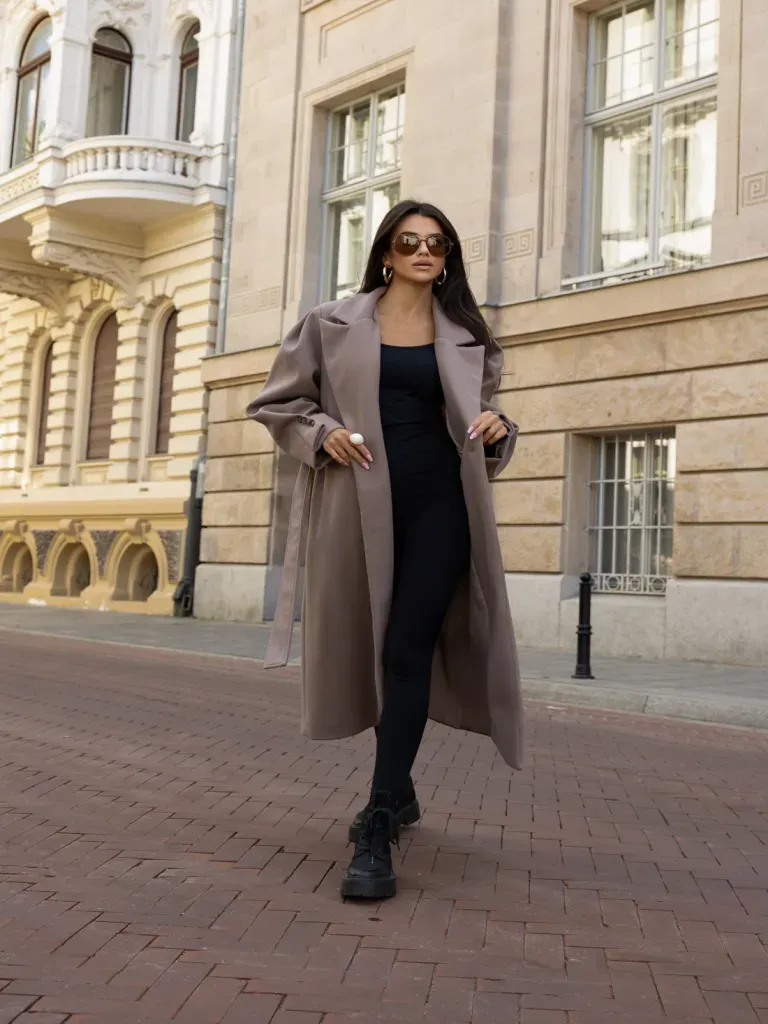 Płaszcz VERTIGO wiązany w pasie - fango